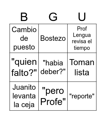 1RO BGU BINGO Card