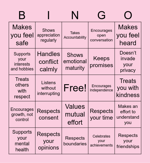 Green Flags Bingo Card