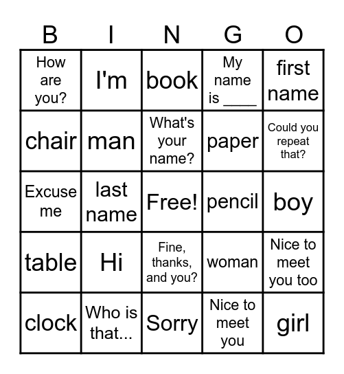 Unit 1 Review Bingo Card
