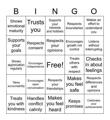 Green Flags Bingo Card
