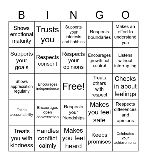 Green Flags Bingo Card