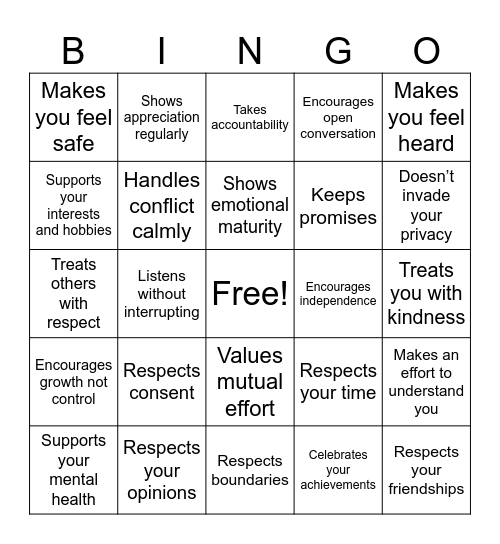 Green Flags Bingo Card