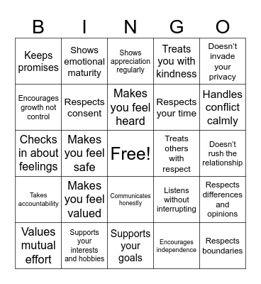 Green Flags Bingo Card