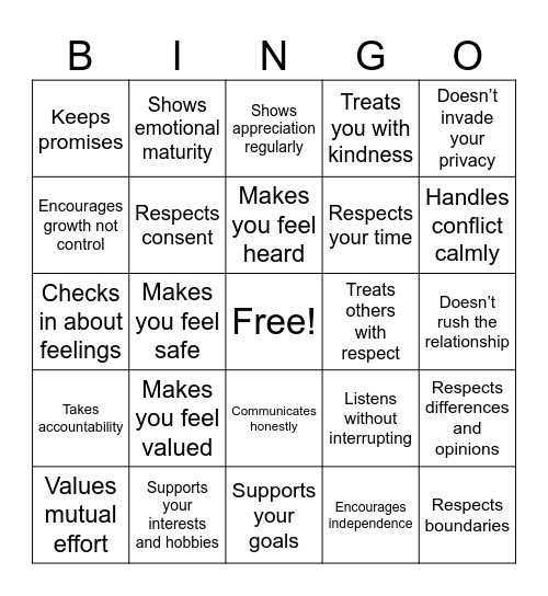 Green Flags Bingo Card
