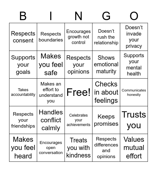 Green Flags Bingo Card