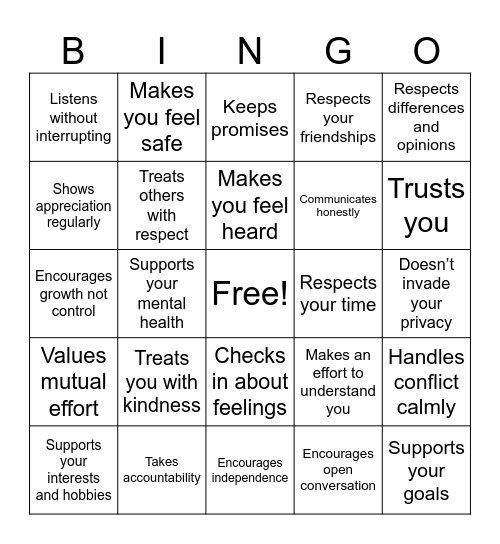 Green Flags Bingo Card
