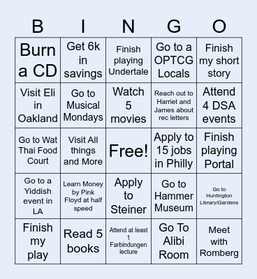 February Bingo Card