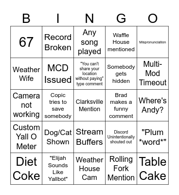 RHY Stream Mod Bingo (Winter Edition) Bingo Card