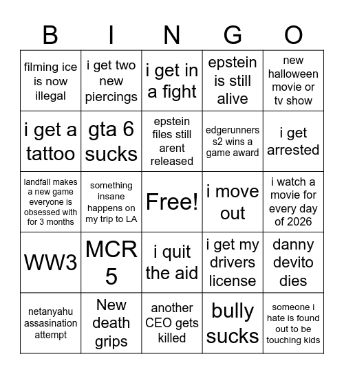2025 Bingo Card