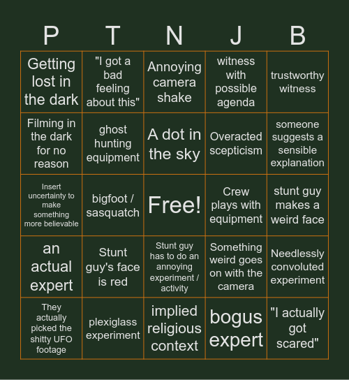 PTNJ's  6S Paranormal Bingo! Bingo Card