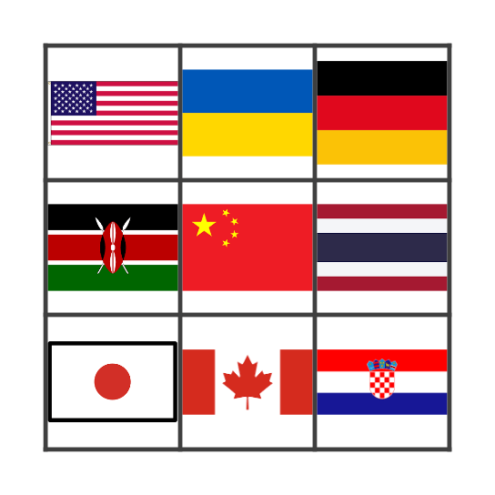 Country Flags Bingo Card