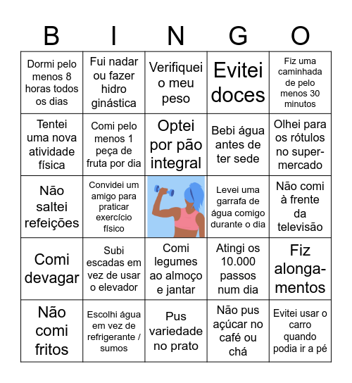 Excesso de Peso e Obesidade - Prevenção Bingo Card