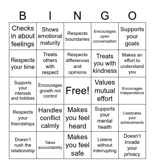 Green Flags Bingo Card
