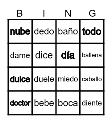 b    d Bingo Card