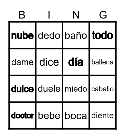 b    d Bingo Card