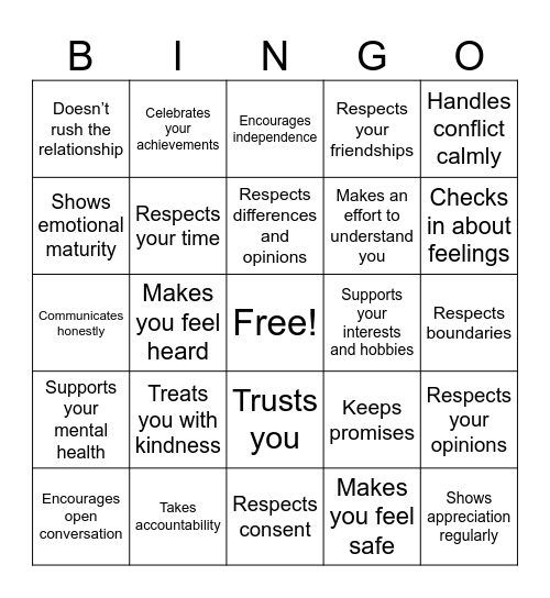 Green Flags Bingo Card