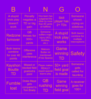 Duocade Super Bowl 60 Bingo Card