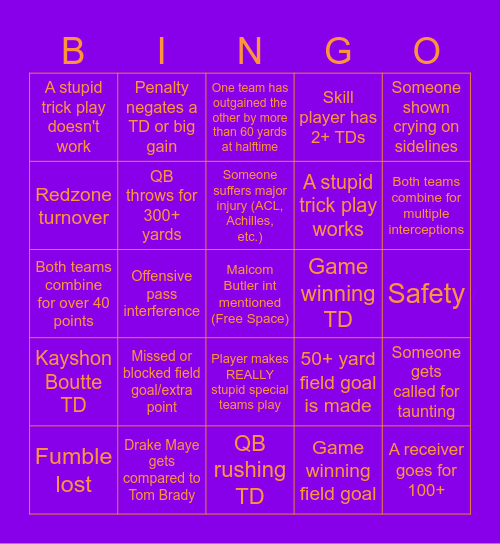 Duocade Super Bowl 60 Bingo Card