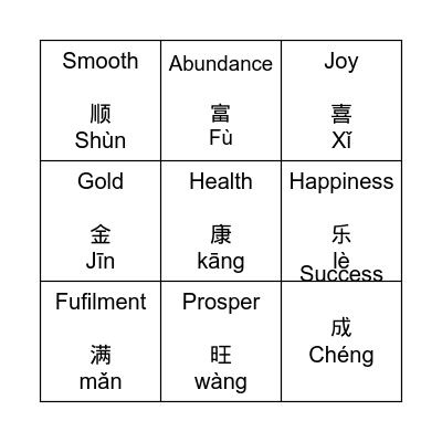 PROSPERITY BINGO Card