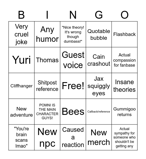 Tdac ep 8 Bingo Card