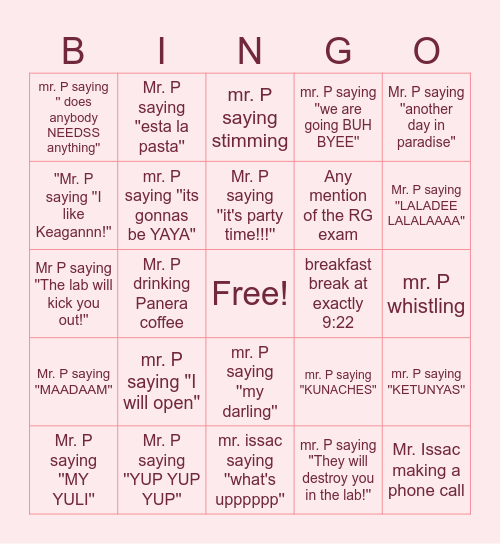 MR. PAWLAK'S 2026 BINGO Card