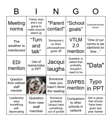 Curriculum Day Bingo Card