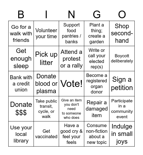 Better World Bingo Card