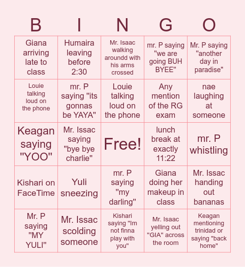 MR. PAWLAK'S 2026 BINGO Card