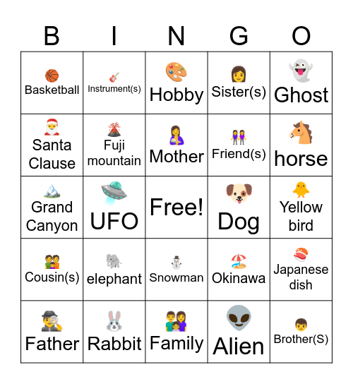 Asking experience and others Bingo Card