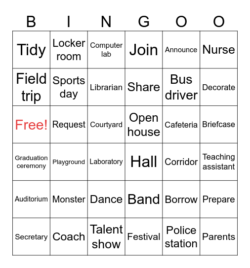 M.2 UNIT 6 Bingo Card