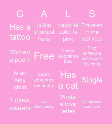 GALENTINE'S DAY Bingo Card