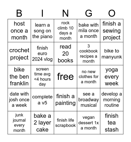 2026 Bingo Card