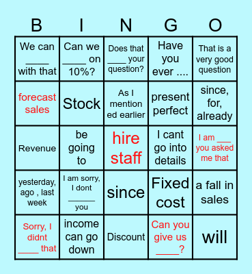 Schedule Bingo Card