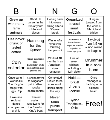 The Trysil Times Bingo Card