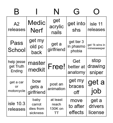 2026 Bingo for baby carrot Bingo Card