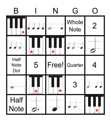 Rhythm and Notes Bingo Card