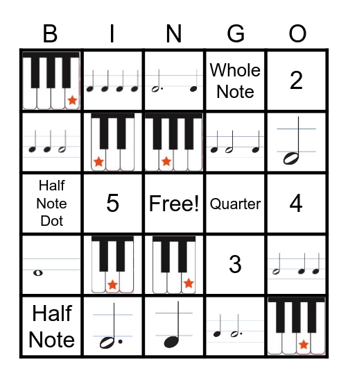 Rhythm and Notes Bingo Card