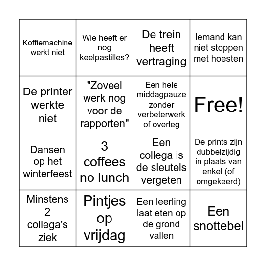 Halverwege BINGO Card