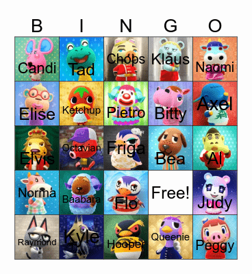 Animal Crossing Bingo Card