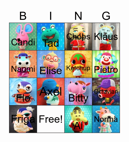 Animal Crossing Bingo Card