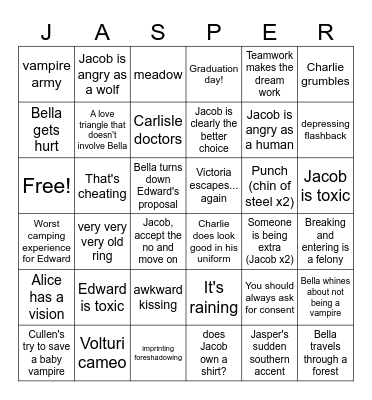 Twilight: Eclipse Bingo Card