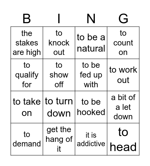 Story Bingo Card