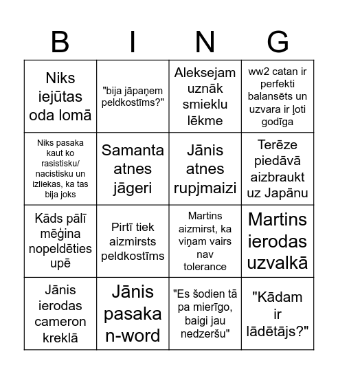28. datums Bingo Card