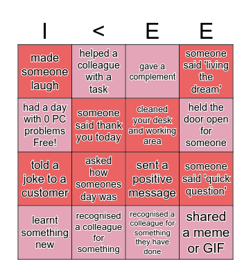 Valentines Office BINGO Card