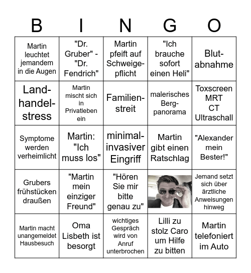 Bergdoktor Bingo Card