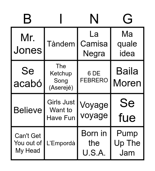BINGO JCA GENER Bingo Card