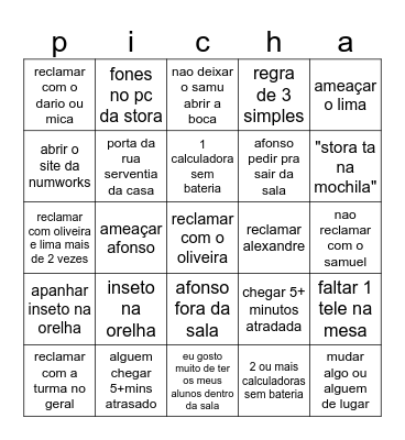 picha de hipopotamo Bingo Card