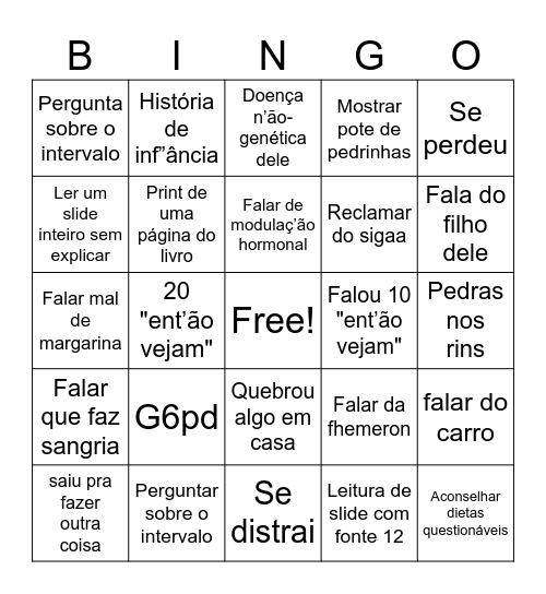 Aula coutinho Bingo Card