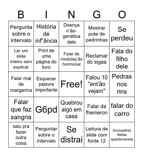 Aula coutinho Bingo Card