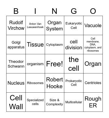 Version 1 Bingo Card